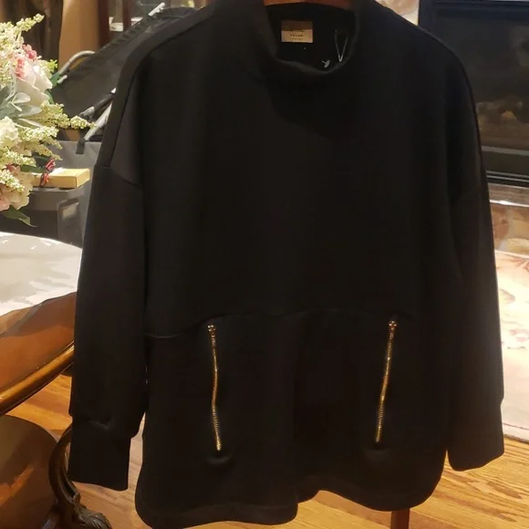 Nwt Elie Tahari 1x Black Pullover with Zipper Accents - Picture 4 of 9